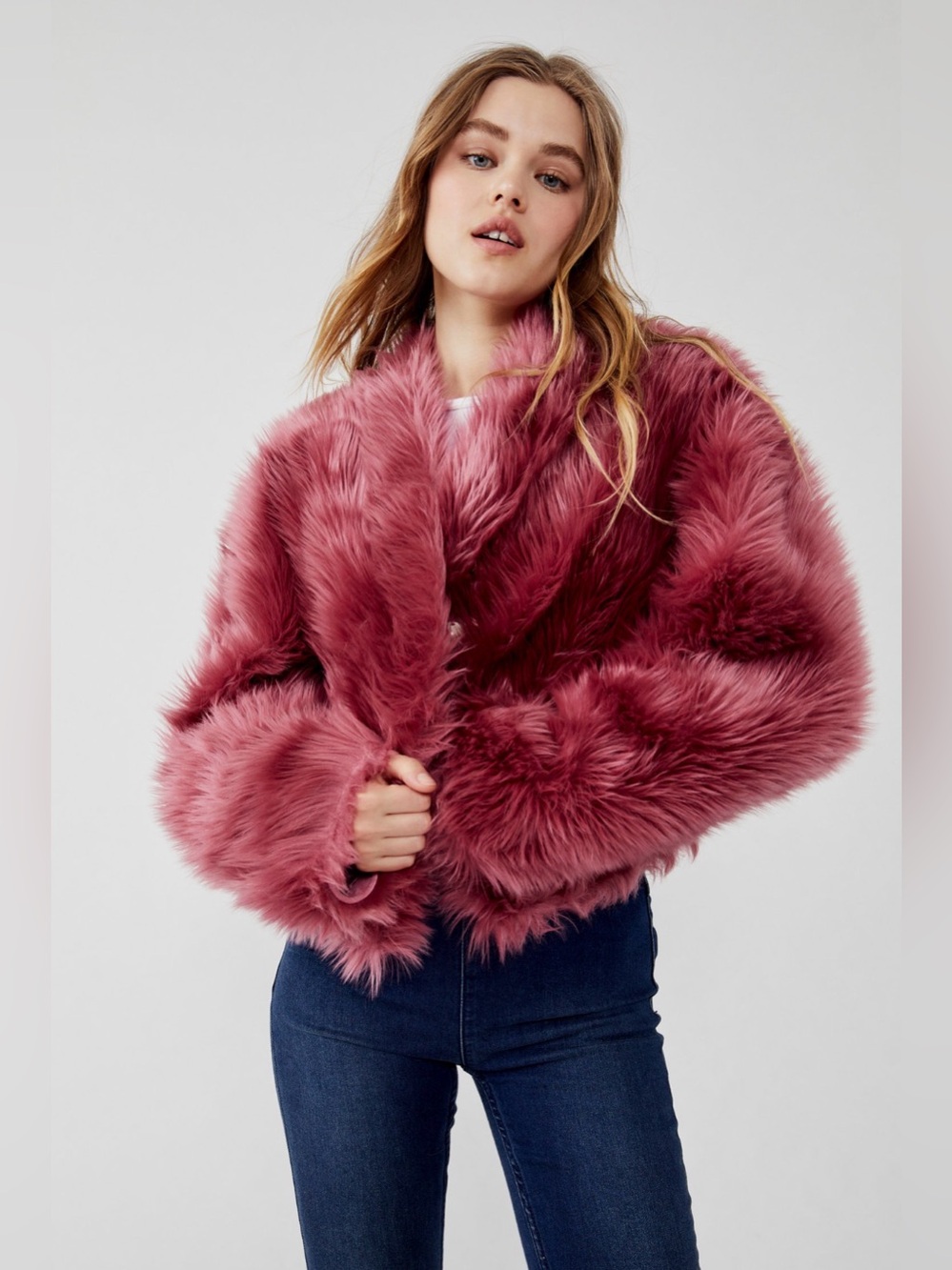 Free People Wr The Free All Night Faux Fur Oversized Jacket